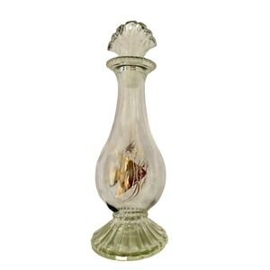 Gilded Angel Fish Glass Perfume or Oil Bottle 9" Tall with Glass Shell Stopper